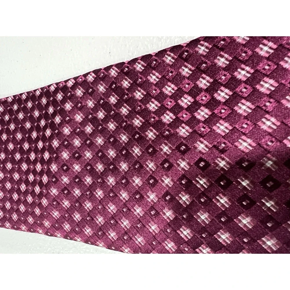 Michael Kors Men's Pointed Woven Tie Burgundy Pink Geometric One Size